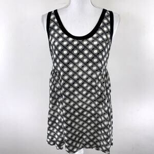 FREE PEOPLE Mini‎ Dress Size XS Floral Pleated Sleeveless Black White Zip